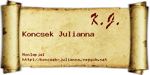 Koncsek Julianna névjegykártya